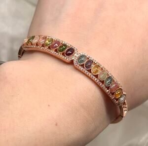 Rose Gold Tourmaline Bangle Bracelet